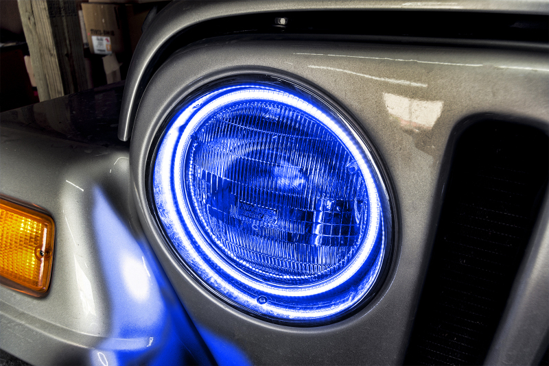 Jeep Wrangler TJ Headlight Halo Kit - ORACLE Lighting - Surface Mount LED - Blue - `97-`06